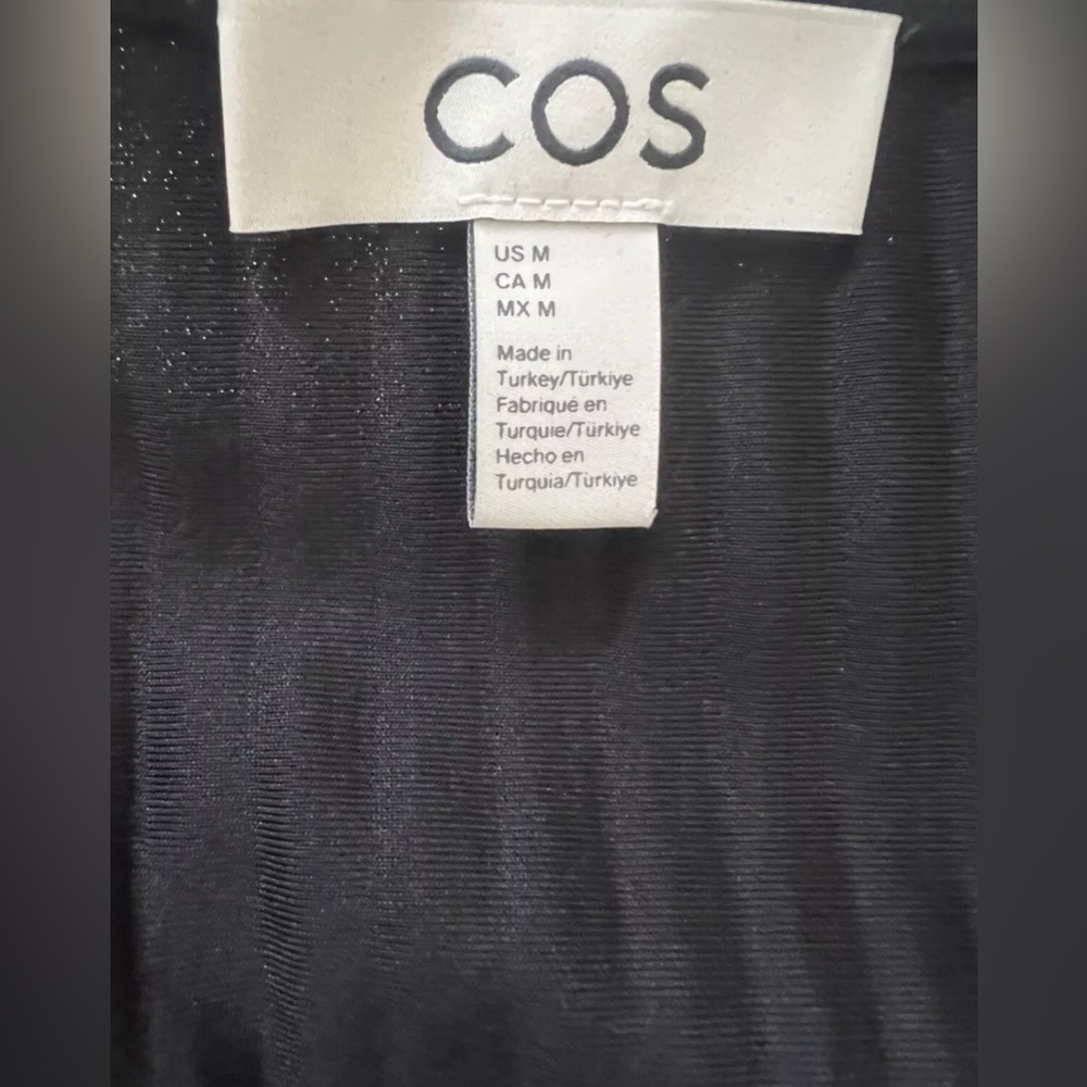 COS Pleated Short Sleeve Top Blouse, Size Medium, Black - Picture 9 of 10